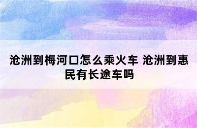 沧洲到梅河口怎么乘火车 沧洲到惠民有长途车吗